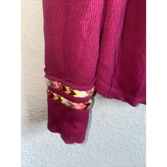 Free People Thermal Henley waffle Aztec Shirt L Pink Western boho hippie - Picture 5 of 10
